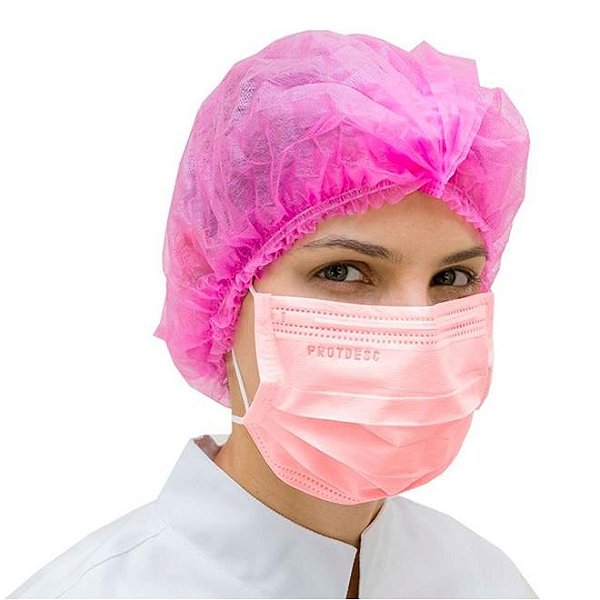 Touca Descartável Rosa 100un