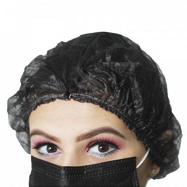 Touca Descartável Preta 100un