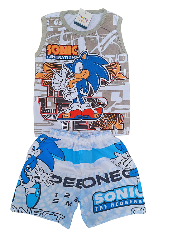Conjunto Infantil Masculino Sonic the Hedgehog – Regata e Shorts