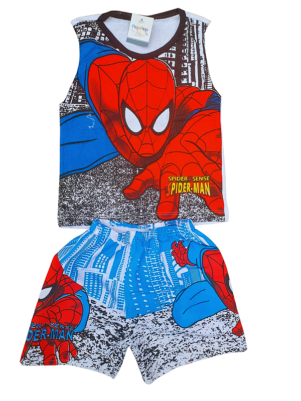 Conjunto Regata + Shorts Homem-Aranha