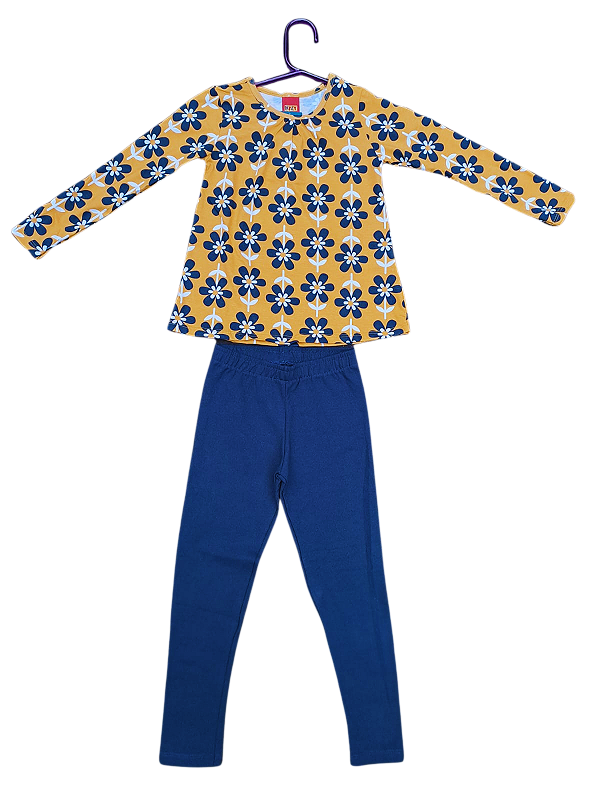 Conjunto Feminino - Blusa Estampada e Legging Azul