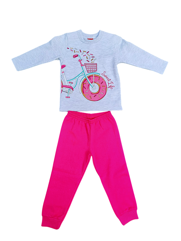 Conjunto Infantil Menina Manga Longa com Estampa Divertida