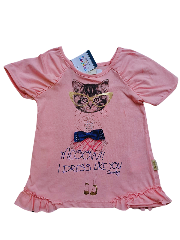 Camiseta Infantil Feminina Gatinha Fashion – Quimby