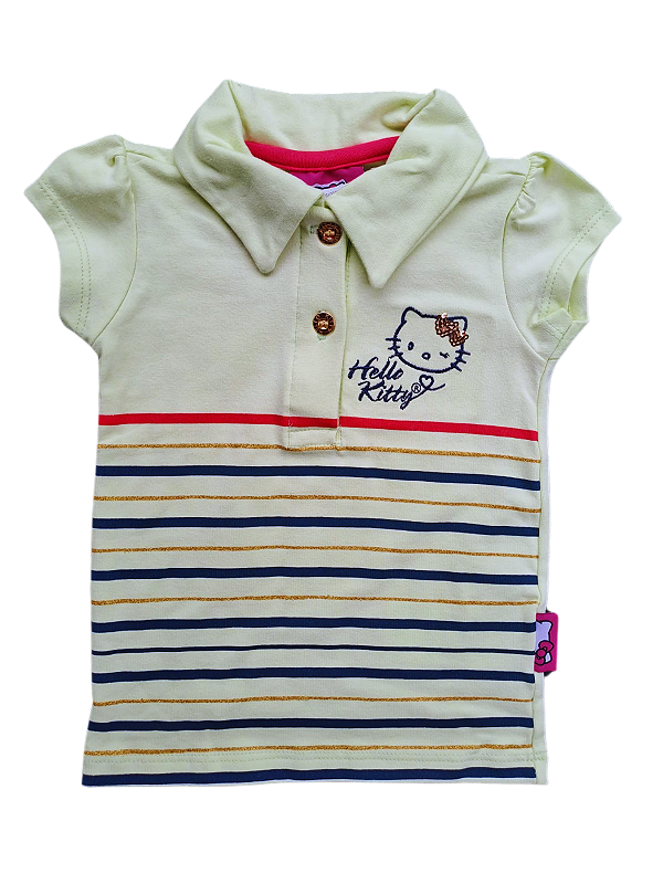 Blusa Polo Infantil Feminina Hello Kitty – Listrada Amarelo Claro