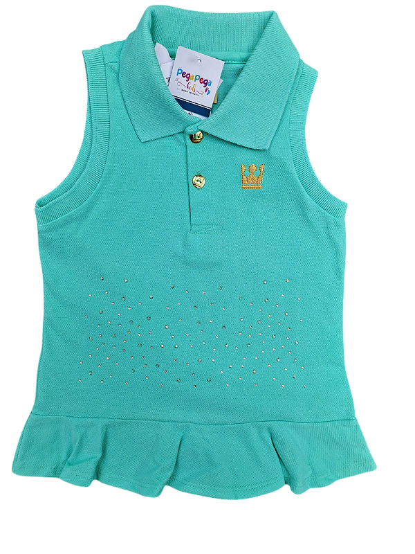 Blusa Regata Infantil Coloritta – Verde Água com Pedrarias