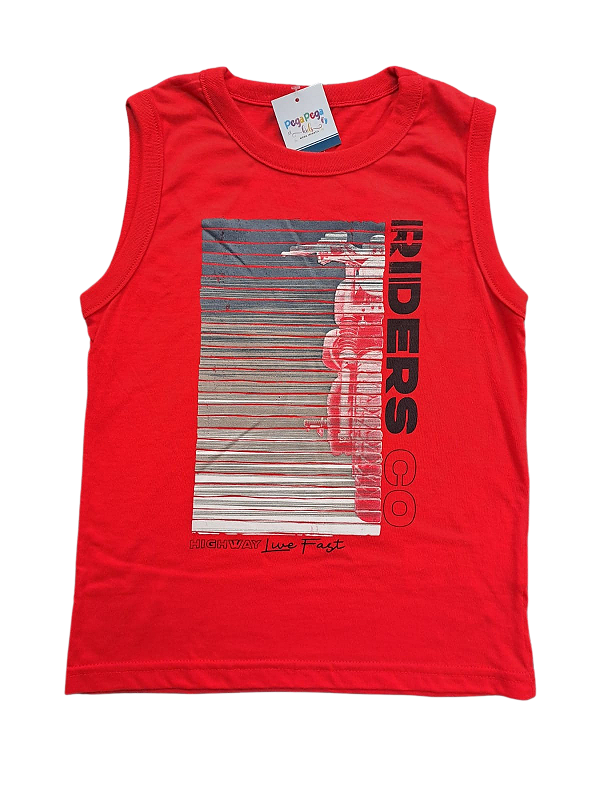 Regata Infantil Masculina Brandili – Vermelha com Estampa “Riders Co”