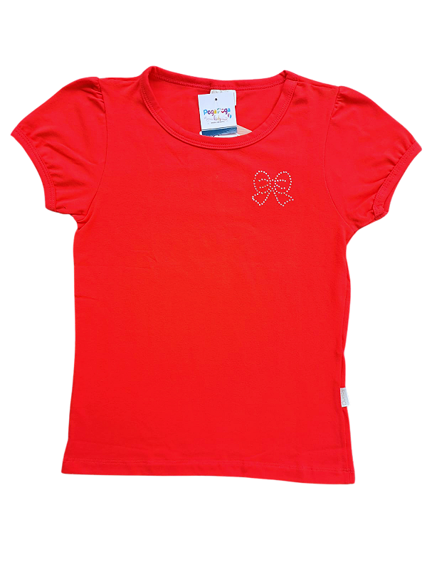 Blusa Infantil da Quimby Vermelha com Aplique de Lacinho – Delicadeza em Cada Detalhe!