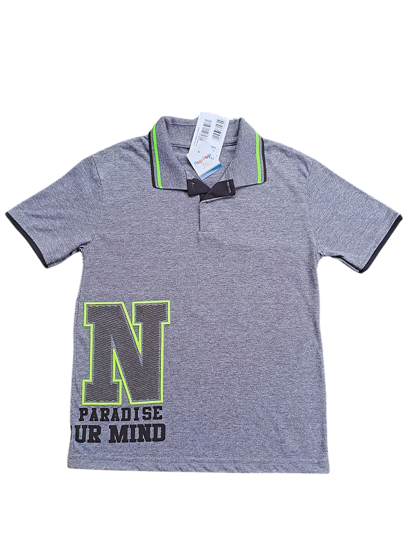Camiseta Polo Infantil Masculina Cinza – Estampa KYLY