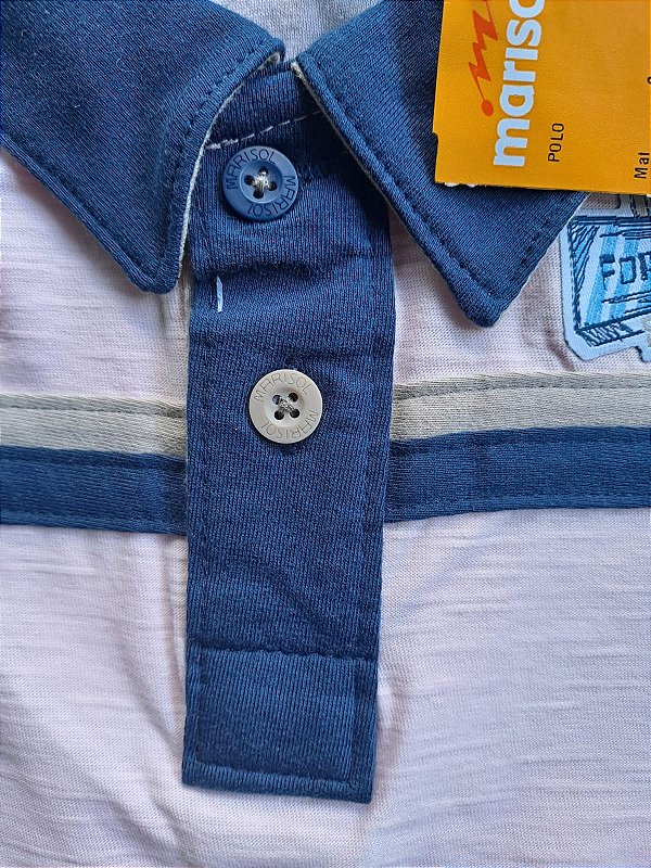 Camisa Polo Infantil Rosa com Detalhes Azul Marinho - Marisol