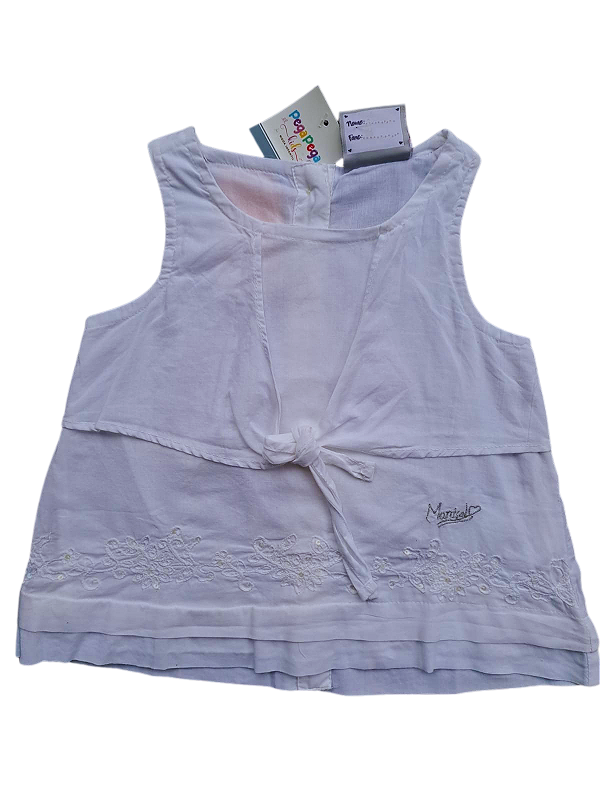 Blusa Regata Infantil Branca com Laço – Marisol | Pega Pop
