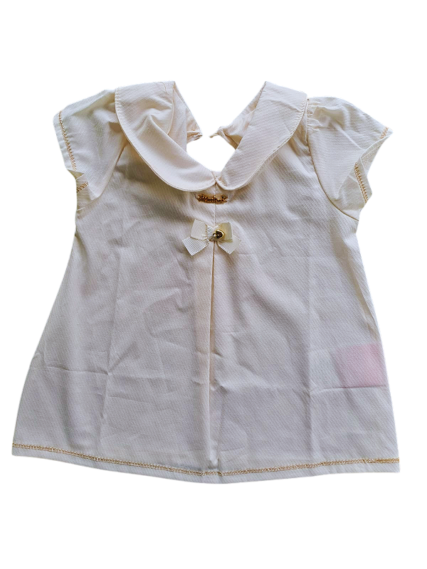 Blusa Marisol Off-White com Gola e Laço Delicado