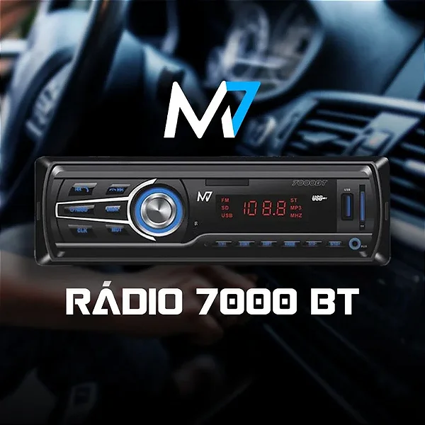 Rádio MP3 Player Bluetooth USB FM SD AUX 7000BT M7