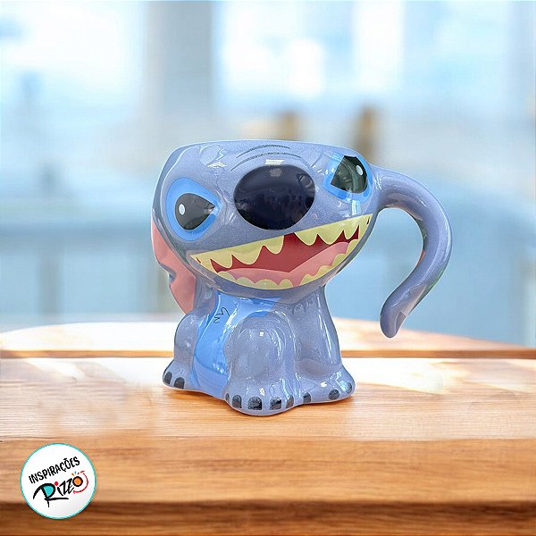 Caneca de Porcelana 3D Stitch - 250ml - 1 unidade - Disney Original - Rizzo