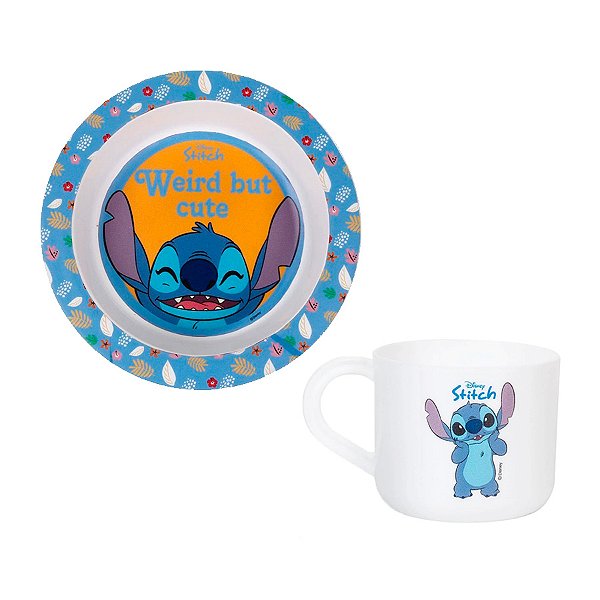 Kit Alimentação Stitch - Prato e Caneca - 1 unidade - Disney Original - Rizzo