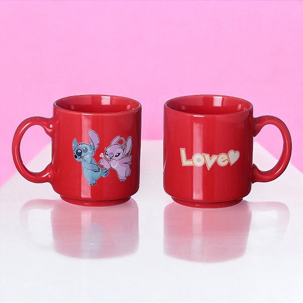 Mini Caneca de Cerâmica Tina - Stitch Love - 100ml - 1 unidade - Disney Original - Rizzo