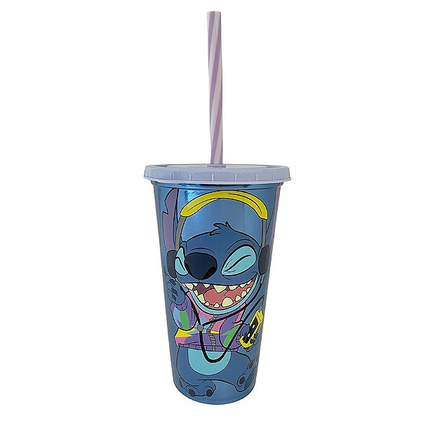 Copo Refri Stitch com Fone - 500ml - 1 unidade -  Disney Original - Rizzo