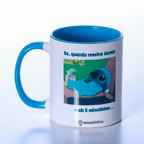 Caneca de Porcelana Stitch "Atrasado" - 350ml - 1 unidade - Disney Original - Rizzo