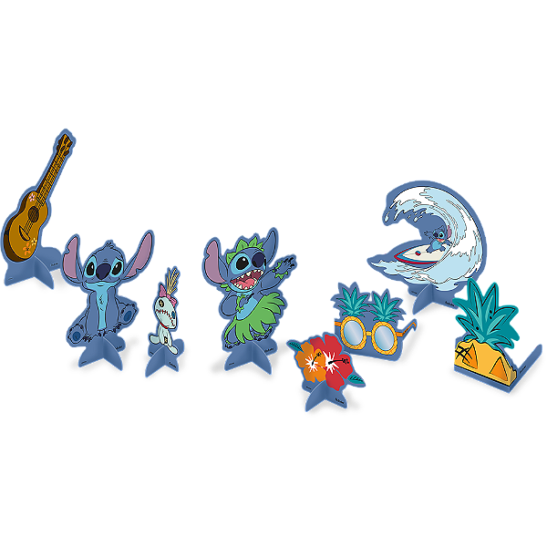 Decoração de Mesa Festa Stitch - 8 unidades - Disney Original - Rizzo Festas