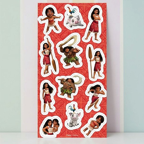 Adesivo Decorativo - Moana 2 - 12 unidades - Disney Original - Regina