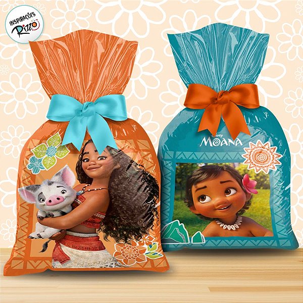 Sacola Plástica - Moana  - 8 unidades - Disney Original - Rizzo