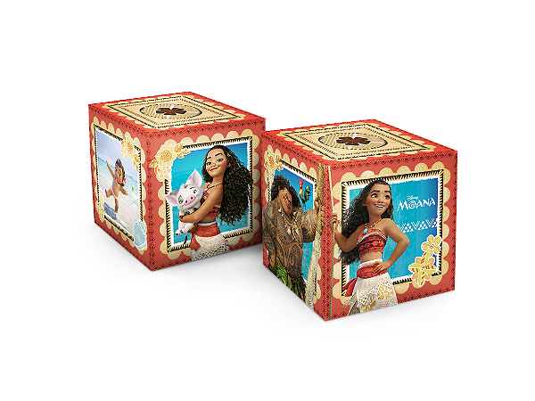 Cubo Decorativo Festa Moana - 3 Unidades - Disney Original  - Rizzo Festas