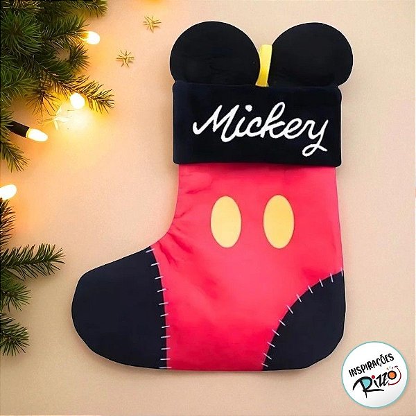 Bota De Natal Mickey - Vermelho e Preto - 1 unidade - Disney Original - Rizzo
