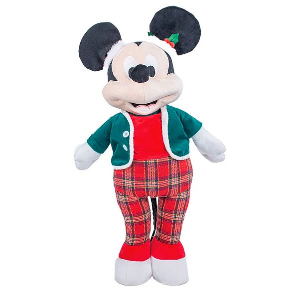 Pelúcia Mickey de Natal em Pé - 60x30x20cm - 1 unidade - Disney Original - Rizzo