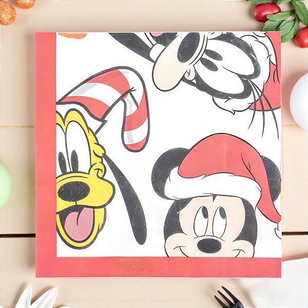 Guardanapo de Papel - Mickey, Pluto e Pateta - 33x33cm - Disney Original - 1 unidade - Rizzo