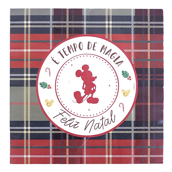 Guardanapo Xadrez Mickey Verde e Vermelho - 33cm  - 20 unidades - Disney Original - Rizzo