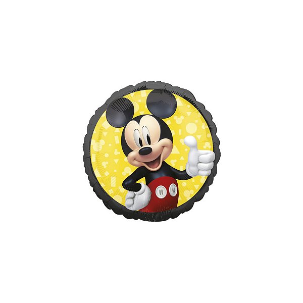 Balão Metalizado Redondo Mickey Mouse - 17'' (43cm) - 1 unidade - Disney Original - Rizzo
