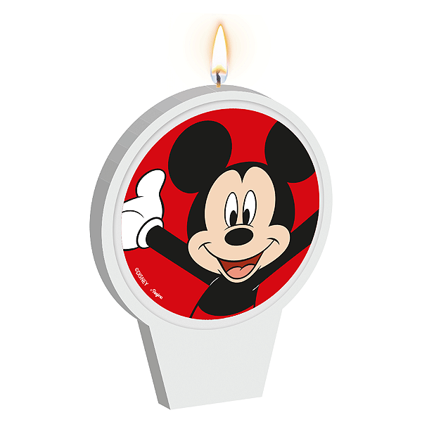 Vela Plana Adesivada Festa Mickey Mouse - 01 Unidade - Disney Original - Rizzo