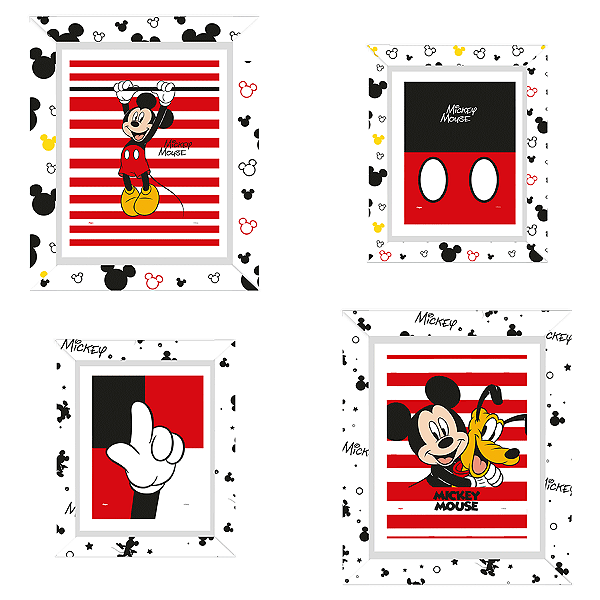 Quadro com Moldura de Papel Festa Mickey Mouse - 04 Unidades - Disney Original - Rizzo