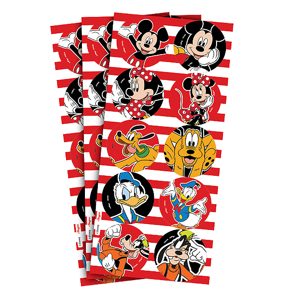 Adesivo Redondo Festa Mickey Mouse - 30 Unidades - Disney Original - Rizzo