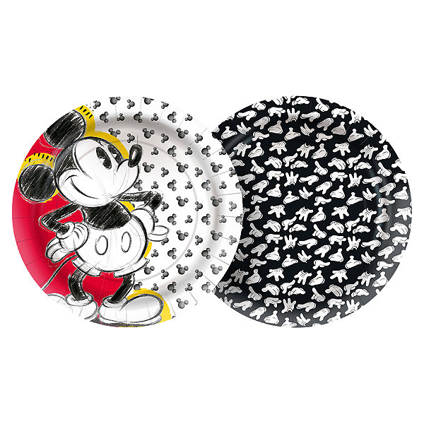 Prato de Papel Festa Mickey Fãs - 12 unidades - Disney Original - Rizzo