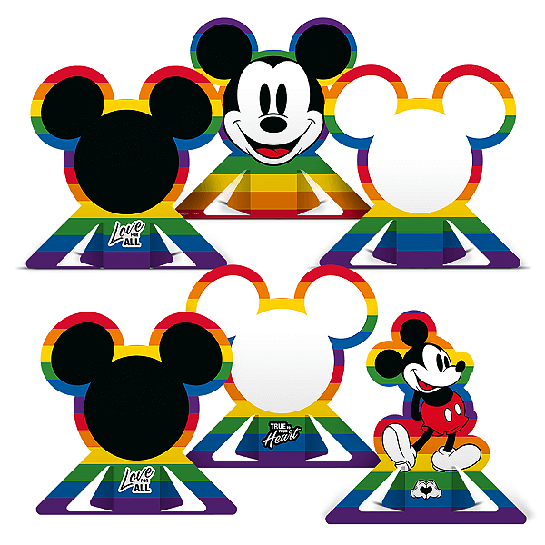 Decoração de Mesa Festa Mickey Arco-Íris - 06 unidades - Disney Original - Rizzo