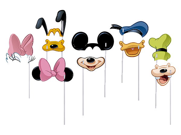 Máscara com Vareta Festa Mickey Mouse  - 6 unidades - Disney Original - Rizzo