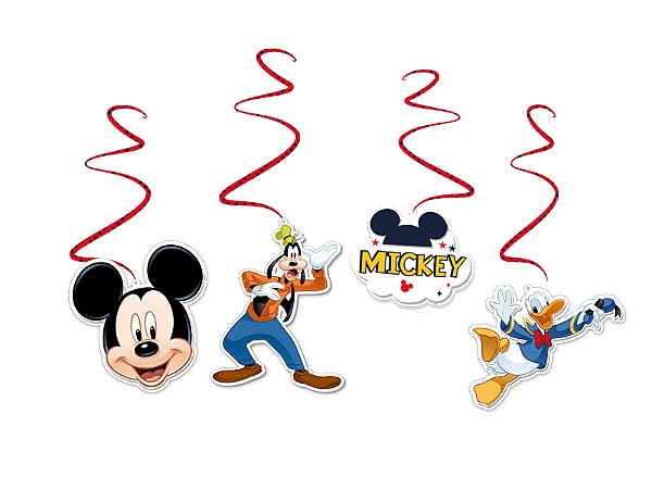 Mobile em Espiral Festa Mickey - 04 Unidades - Disney Original - Rizzo