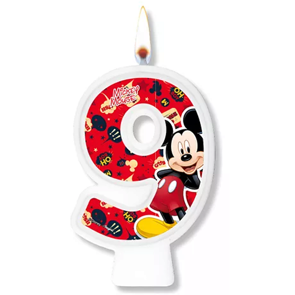 Vela Festa Mickey Número 9 - 01 unidade - Disney Original - Rizzo