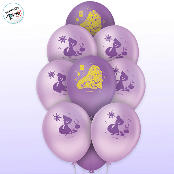 Balão de Festa Decorado  Rapunzel 9" - 25 unidades - Disney Original - Rizzo