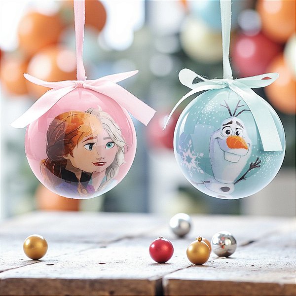 Kit Bola de Natal - Frozen - 10 cm -  2 unidades - Disney Original - Rizzo