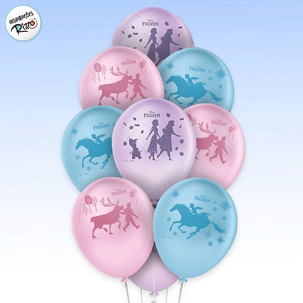 Balão Látex 9" - Festa Frozen 2 - 25 unidades - Disney Original - Rizzo