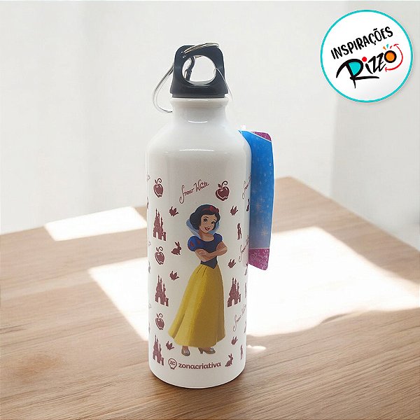 Garrafa de Alumínio com Mosquetão - Branca de Neve - 500ml - 1 unidade - Disney Original  - Rizzo