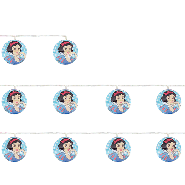 Cordão 10 Leds Branca de Neve Azul Claro e Branco 1,65cm - 01 Unidade - Disney Original - Rizzo