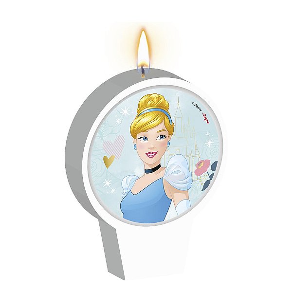 Vela Plana Adesivada Cinderela Clássica - 1 Un - Disney Original - Rizzo