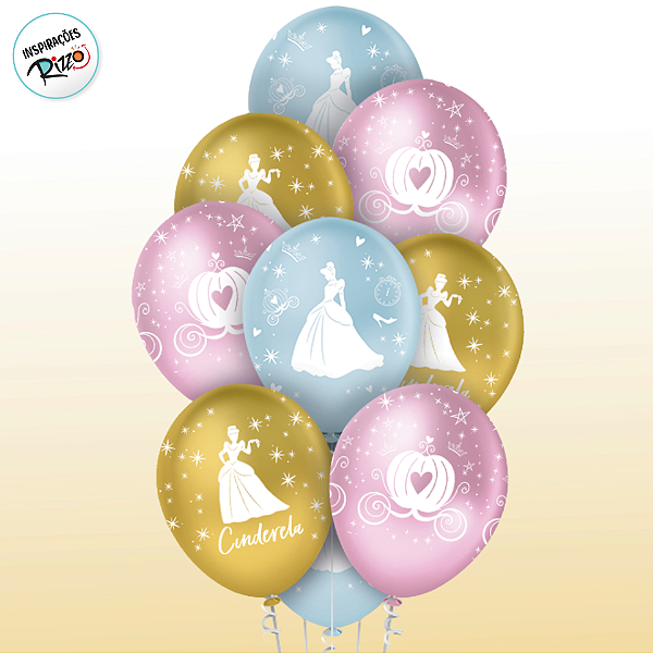 Balão Latex Cinderela Clássica - 10 Unidades - Disney Original - Rizzo