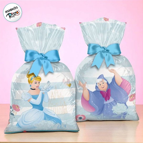 Sacola Plástica - Festa Cinderela - 12 unidades - Disney Original - Rizzo
