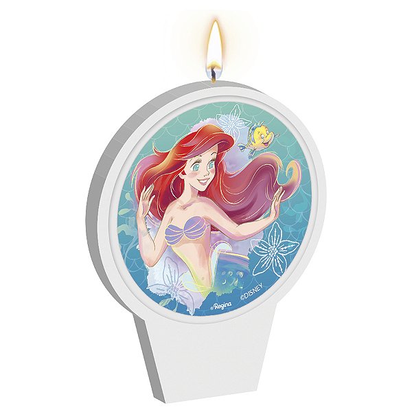 Vela Plana Adesivada - Ariel Disney - 1 unidade - Disney Original - Rizzo
