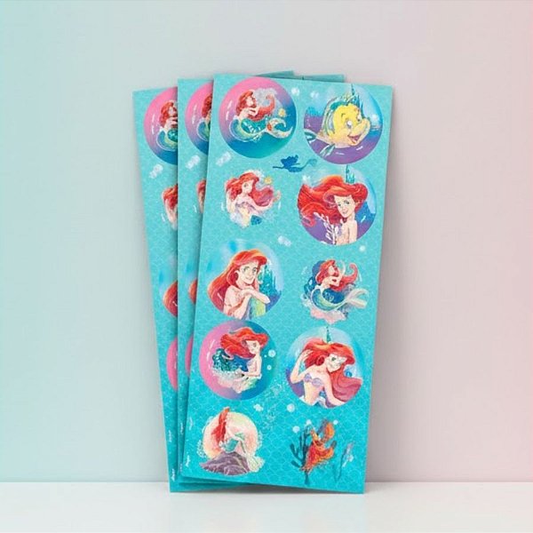 Adesivo Redondo - Ariel Disney - 30 unidades - Disney Original - Rizzo