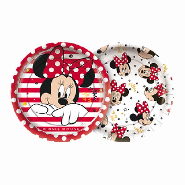 Prato de Papel Redondo - Minnie Mouse - 18cm - 8 unidades - Disney Original - Rizzo