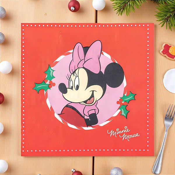 Guardanapo de Papel - Minnie com Laço Colorido - 33x33cm - Disney Original - 20 unidades - Rizzo